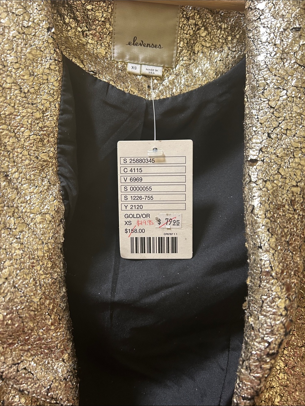 elevenses Gold Sequin Cropped Blazer - Picture 2 of 2